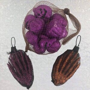 Celebrate It Halloween Glittery Decor Purple Pumpkins, Orange & Purple Hands NWT